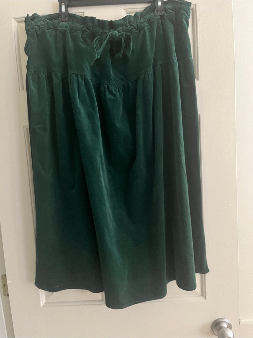 Draper James Women's Dark Green Drawstring corduroy Midi Skirt